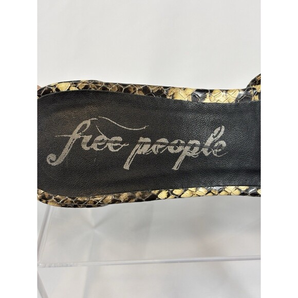 Free People Petra Strappy Sandals Cream Black Snake Print Size 38 Low Block Heel - Picture 11 of 12